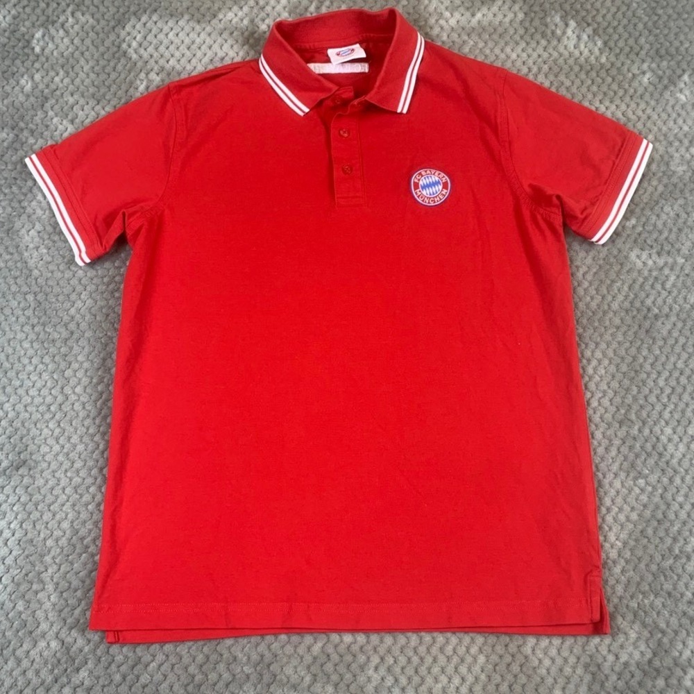 FC‎ Bayern Munchen Polo Shirt Mens Medium Red Soccer Football Short Sleeve